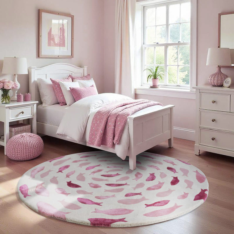 Fish Swirl Pink Rug
