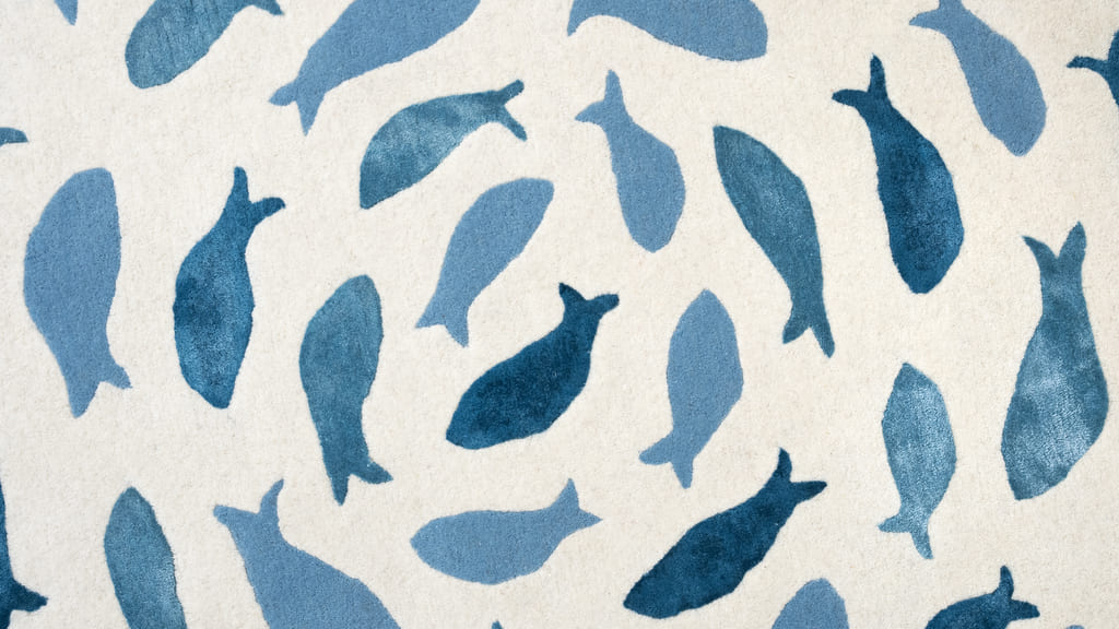 Fish Swirl Blue Rug
