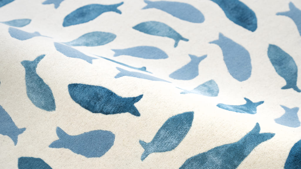 Fish Swirl Blue Rug