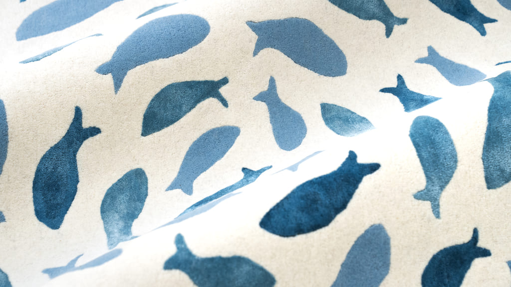 Fish Swirl Blue Rug