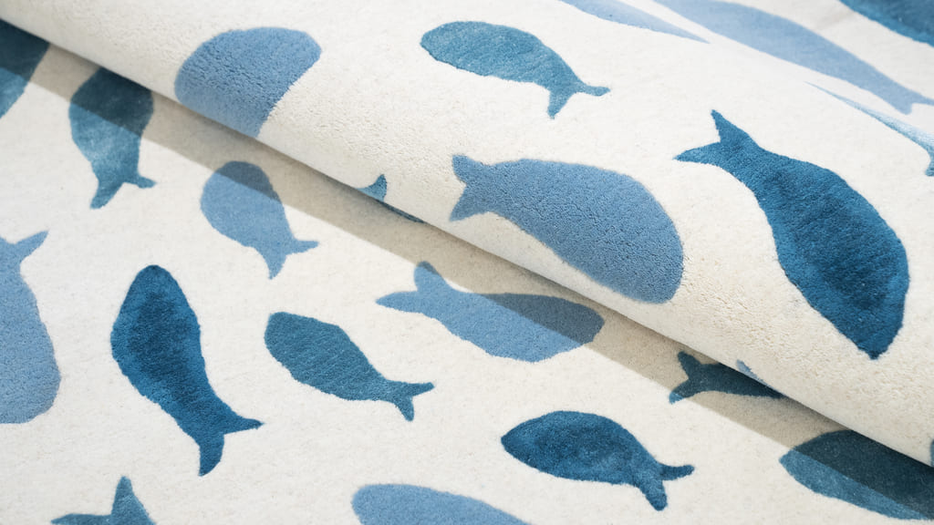 Fish Swirl Blue Rug