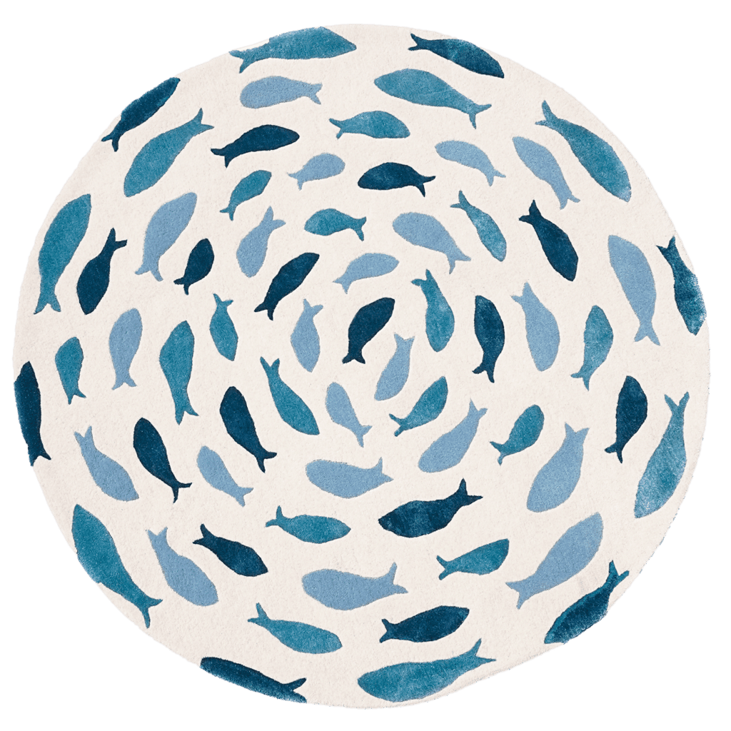 Fish Swirl Blue Rug