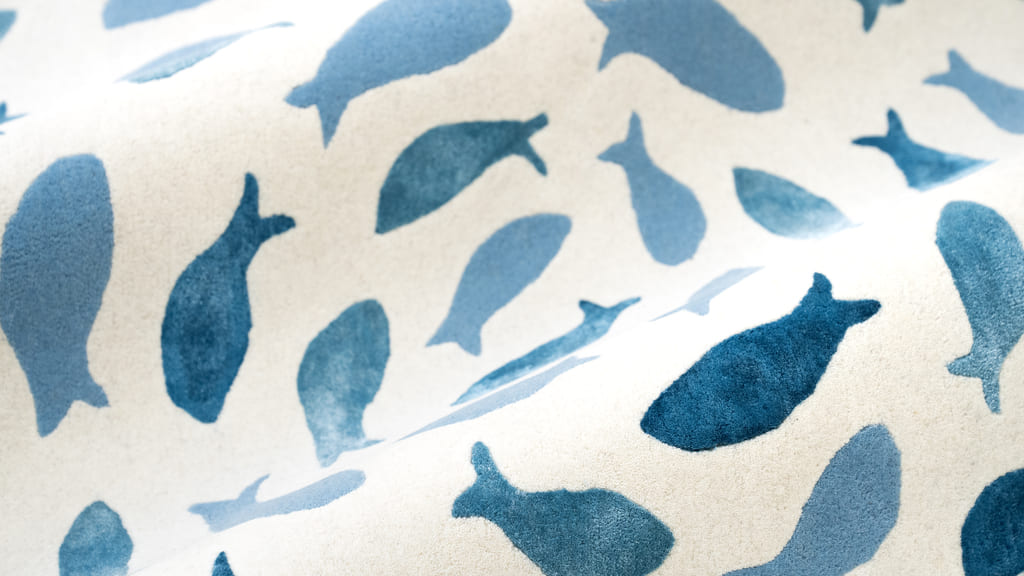 Fish Swirl Blue Rug