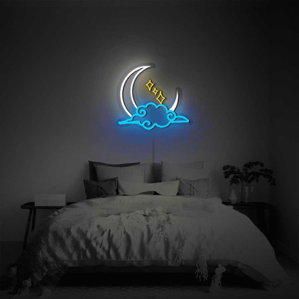 Moon in Clouds Neon Sign