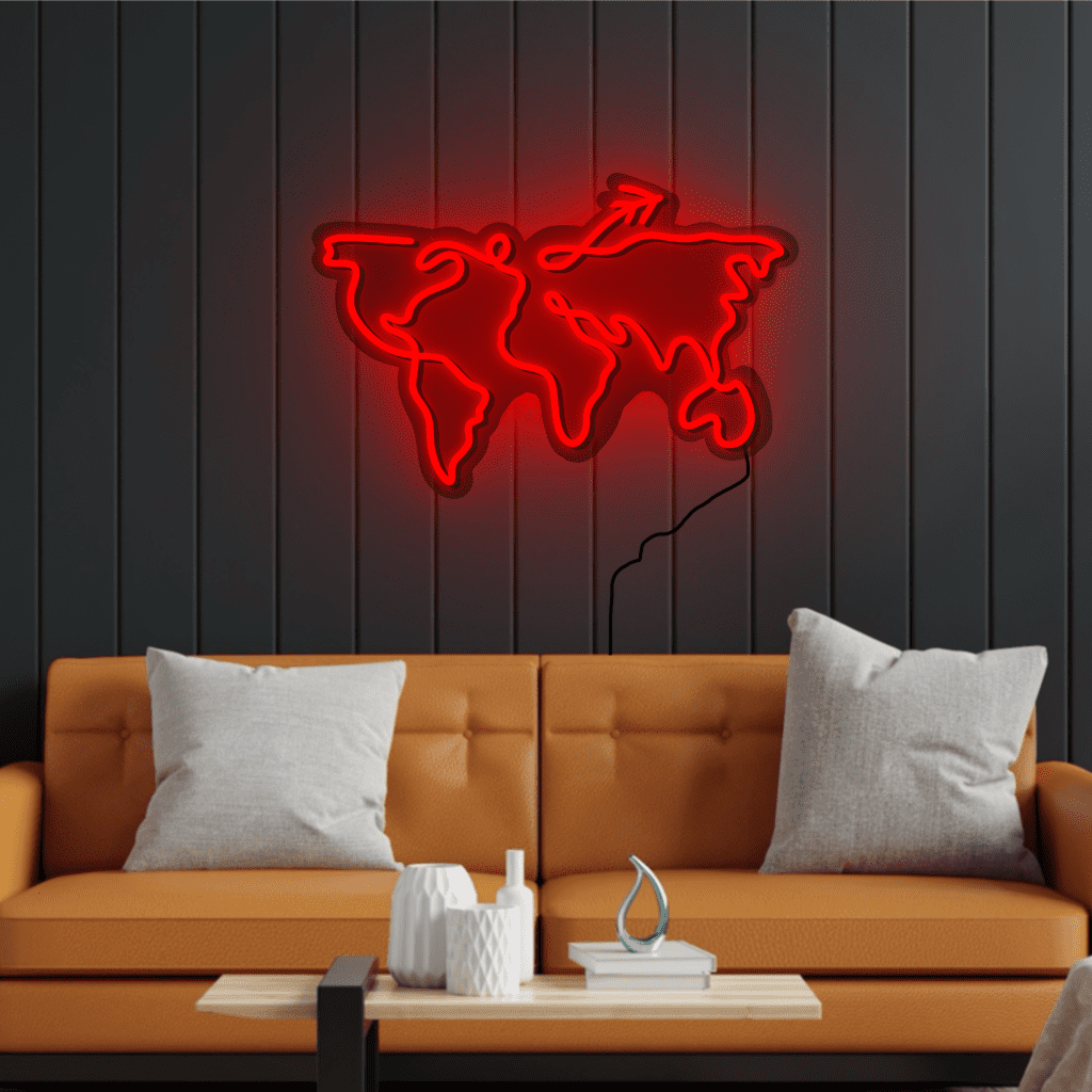 Travel World Neon Sign
