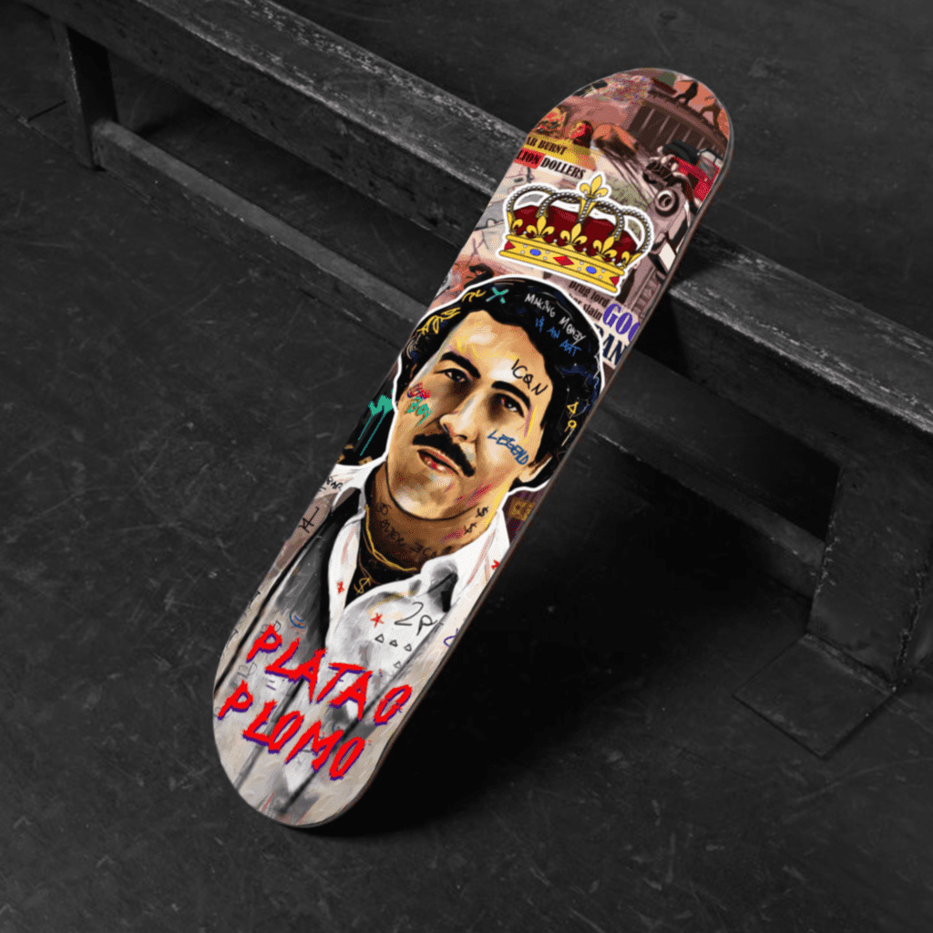 Plata o Plomo - Pablo Escobar Skateboard Deck