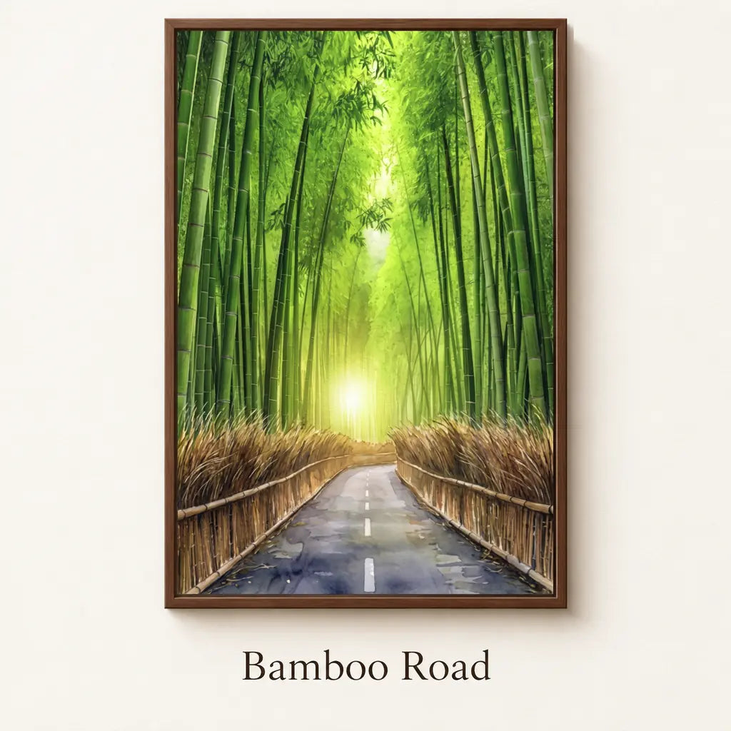 Bamboo Road framed canvas artwork