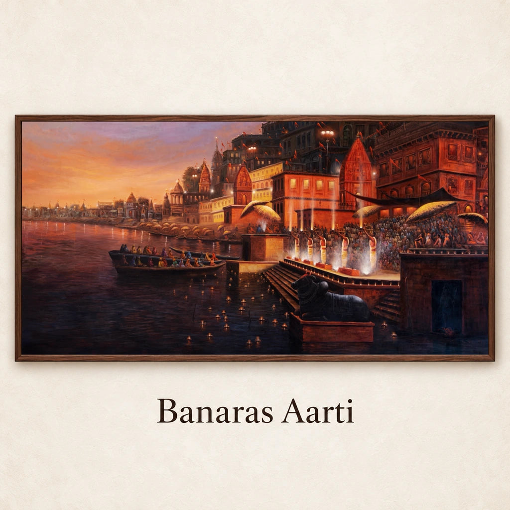 Banaras Aarti named framed artwork mockup