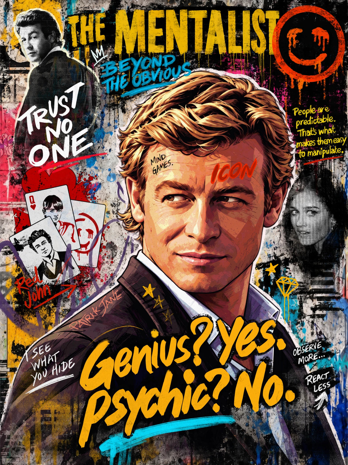 Beyond the Obvious – Patrick Jane (The Mentalist), original graffiti canvas artwork