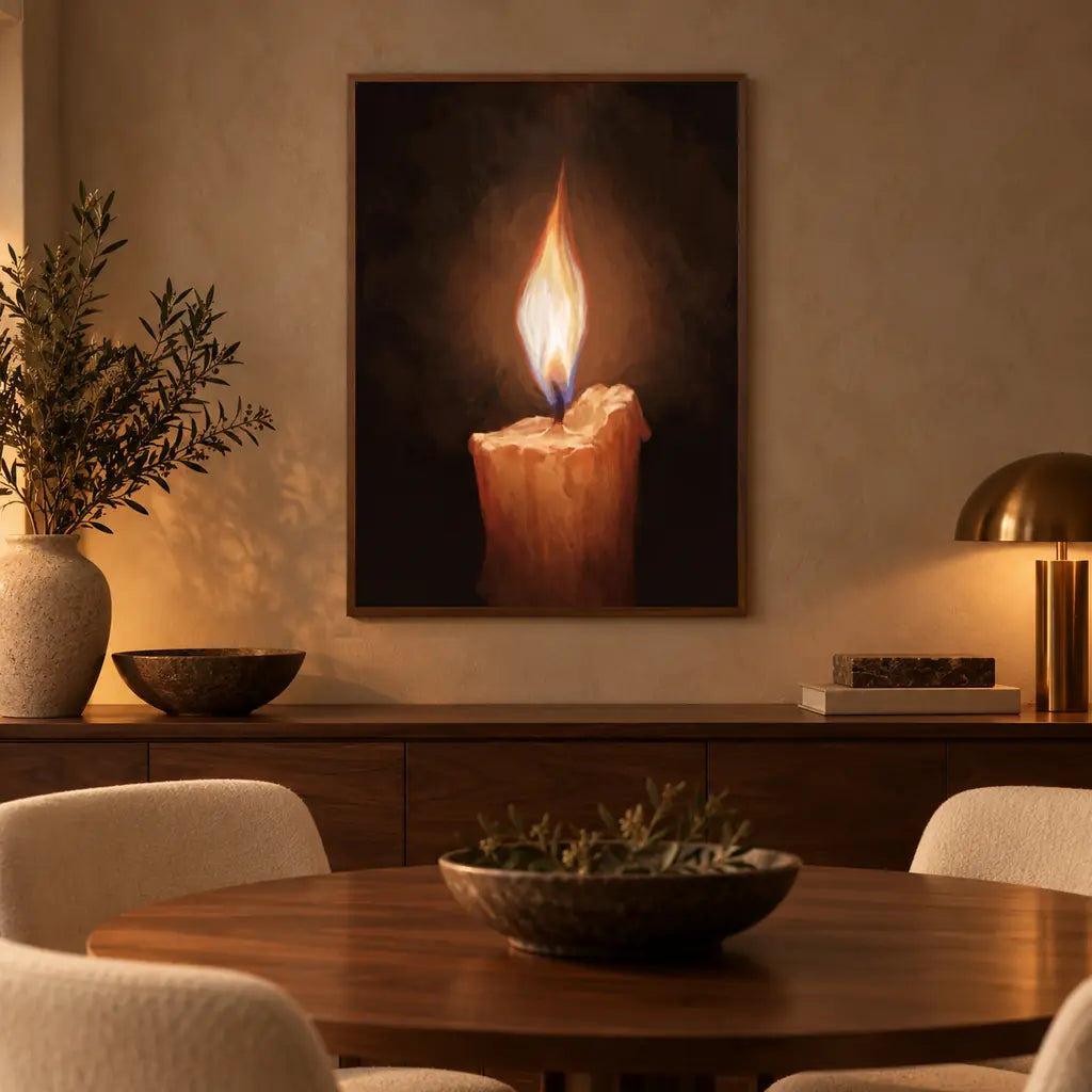 Candlelight Vastu canvas wall art in an interior