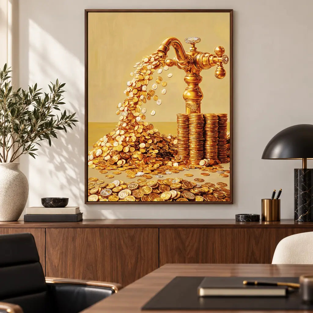 Cash Flow Vastu canvas wall art in a styled interior