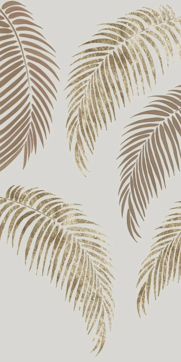 Coastal Calm – original gold and taupe palm leaf artwork