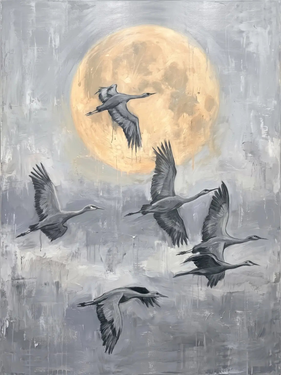 Cranes by Moonlight – original artwork