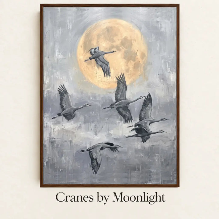 Cranes by Moonlight – named artwork mockup