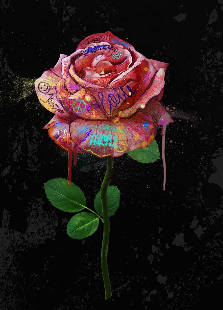 Hustle over Love - Rose Graffiti