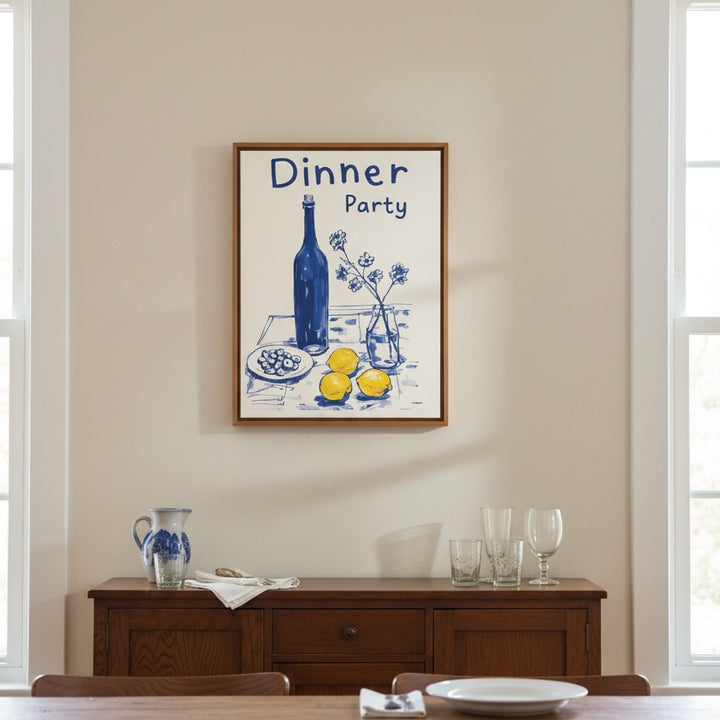 Dinner Party canvas wall art in a dining room