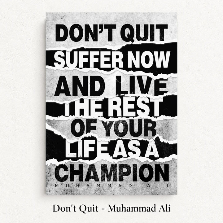 Don’t Quit - Muhammad Ali artwork on a textured white background with its product name