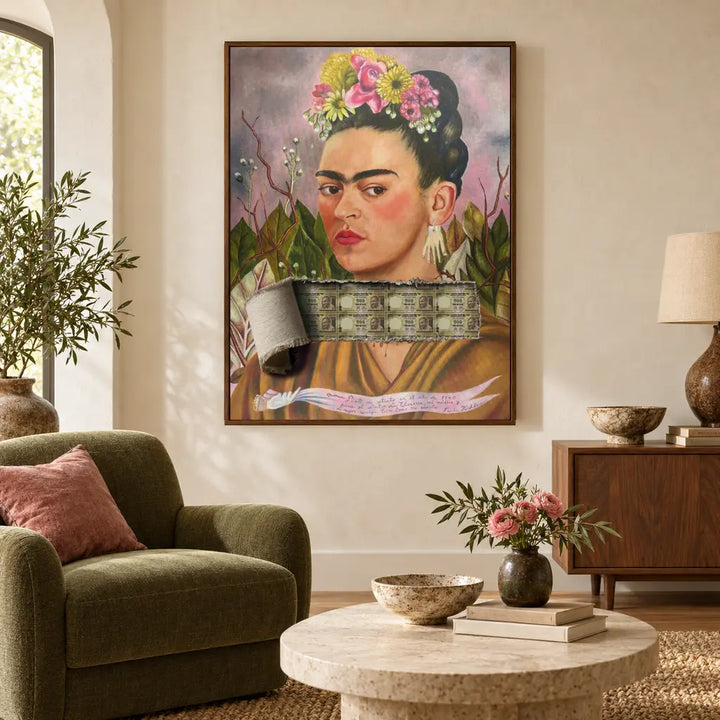 Frida Kahlo – Beneath the Canvas – framed canvas in an interior