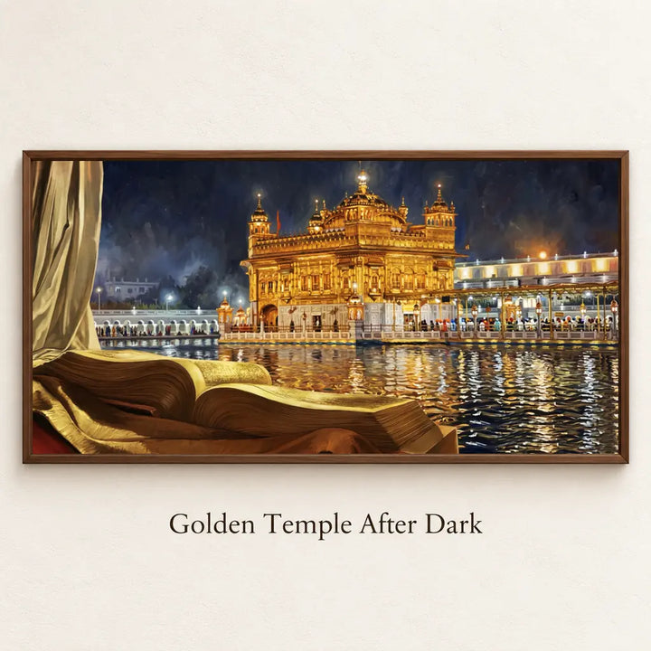 Golden Temple After Dark framed canvas artwork