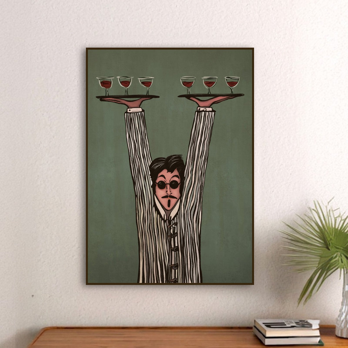 High Spirits on a wall above a sideboard