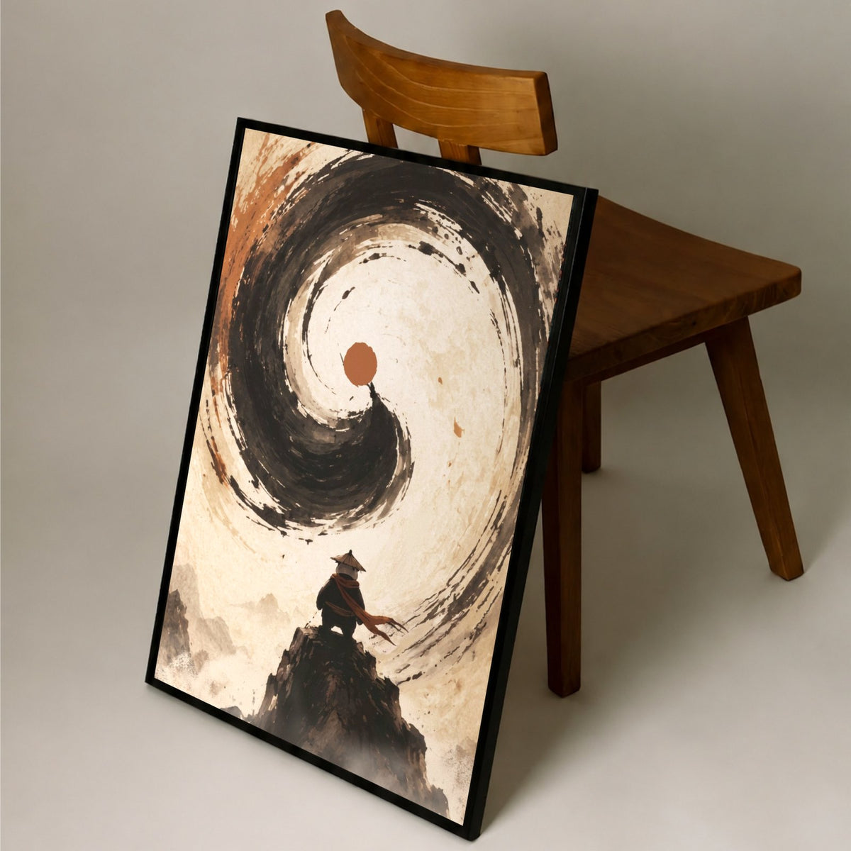Inner Peace leaning on a chair
