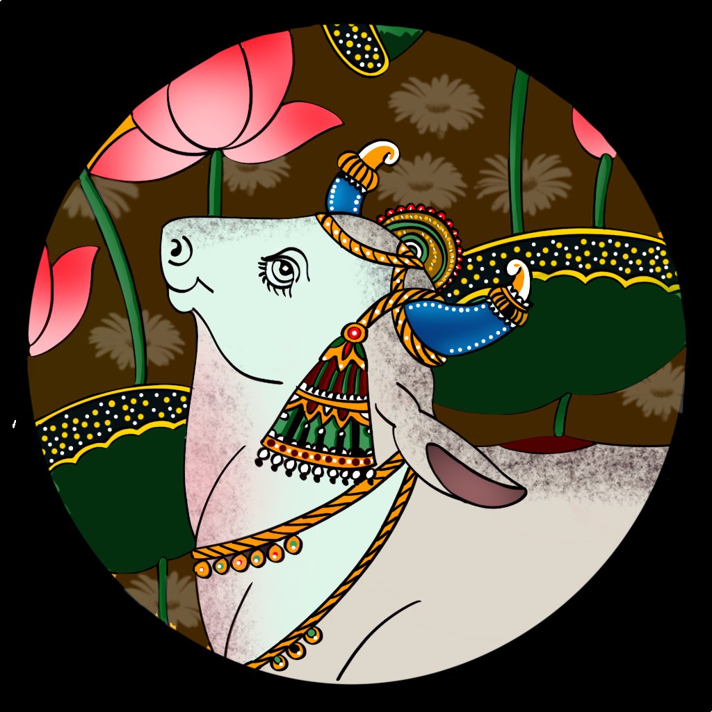 Kaamdhenu Cow Pichwai Art