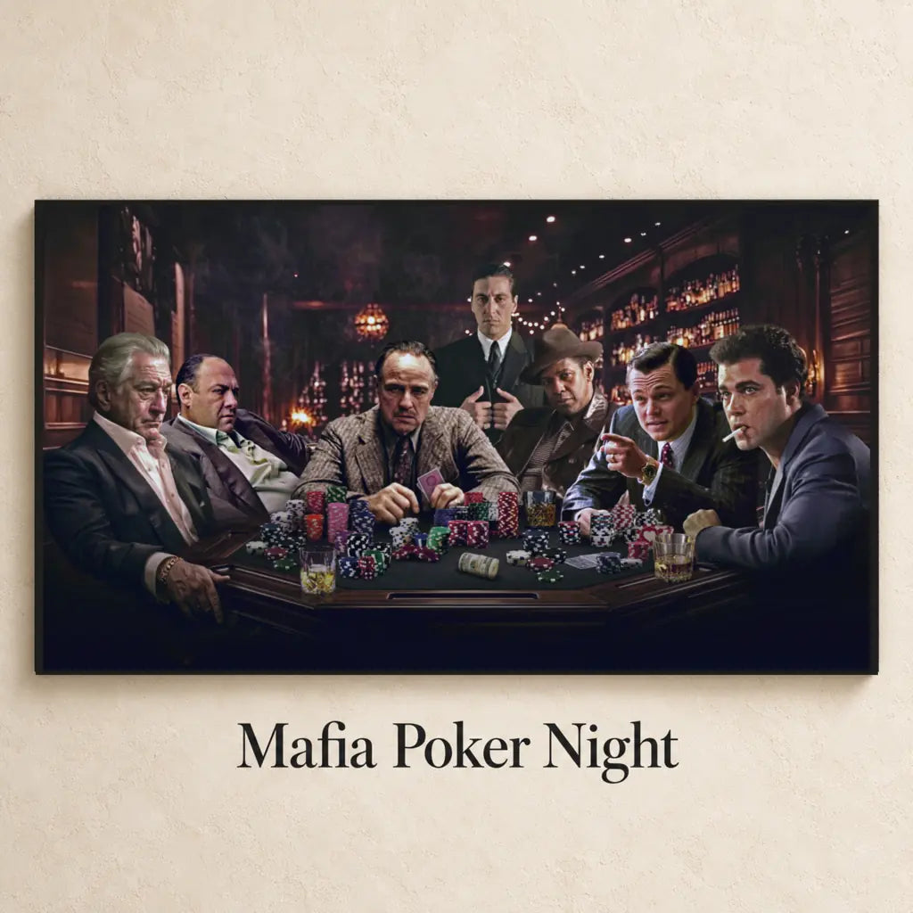 Mafia Poker Night – named canvas mockup on textured off-white background