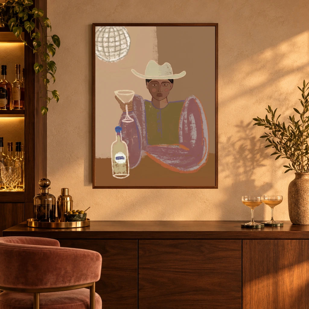 One More Round canvas wall art in a complementary interior