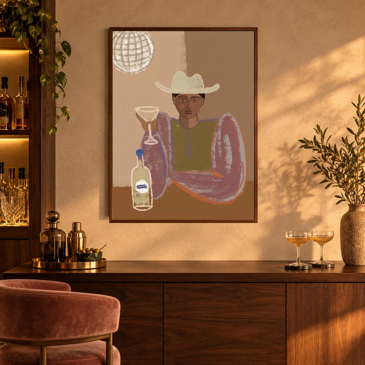 One More Round canvas wall art in a complementary interior