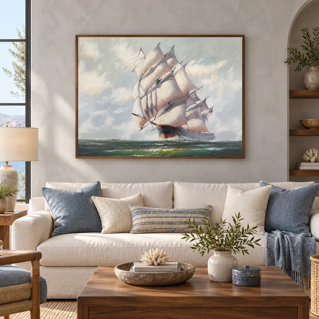 Open Sails Vastu canvas wall art in an interior