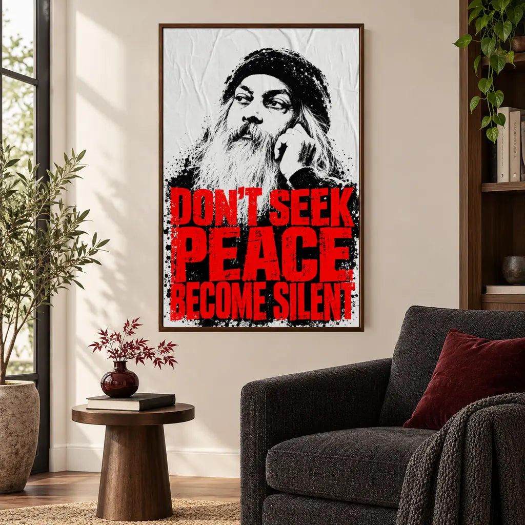Osho - Become Silent canvas wall art in an interior setting