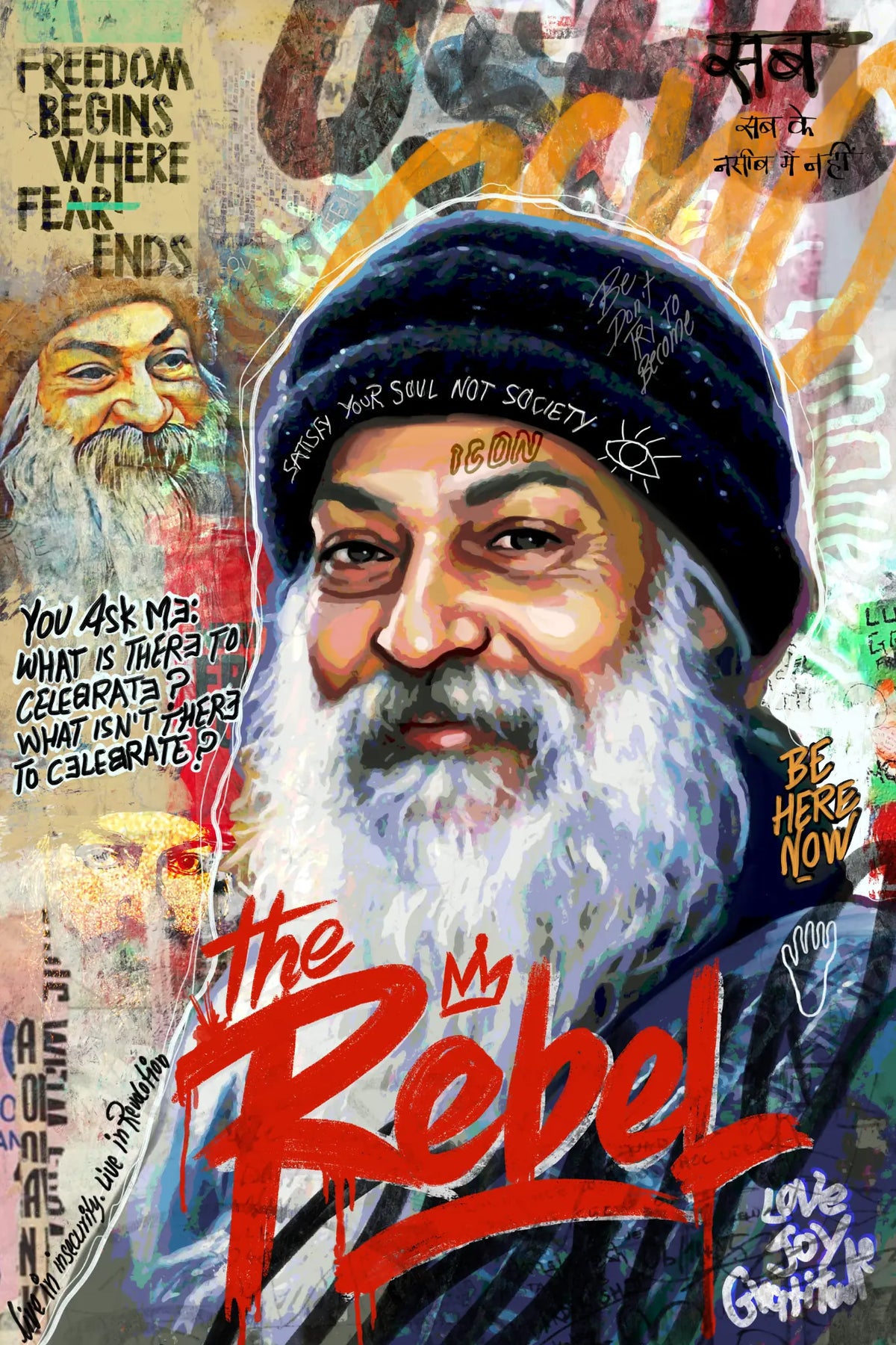 Osho - Fearless Mind original Osho canvas artwork