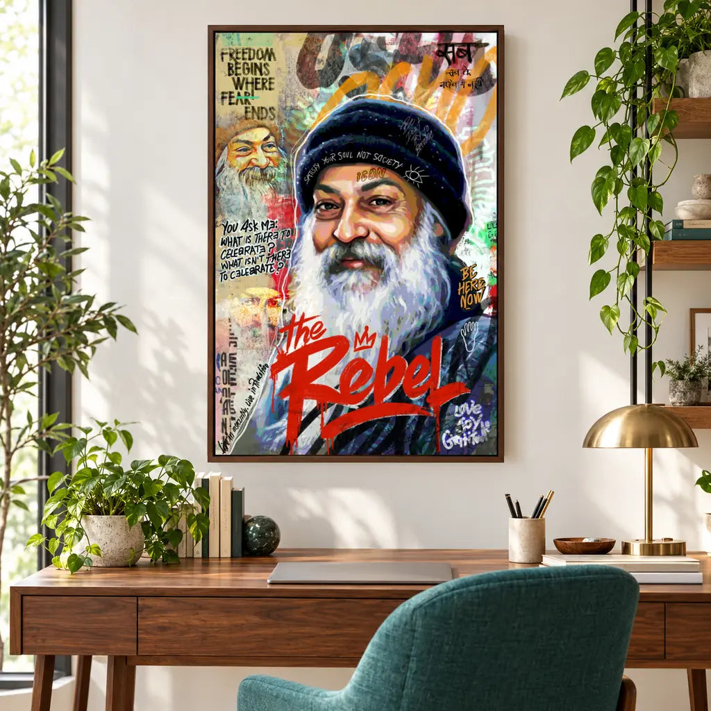 Osho - Fearless Mind canvas wall art in an interior setting