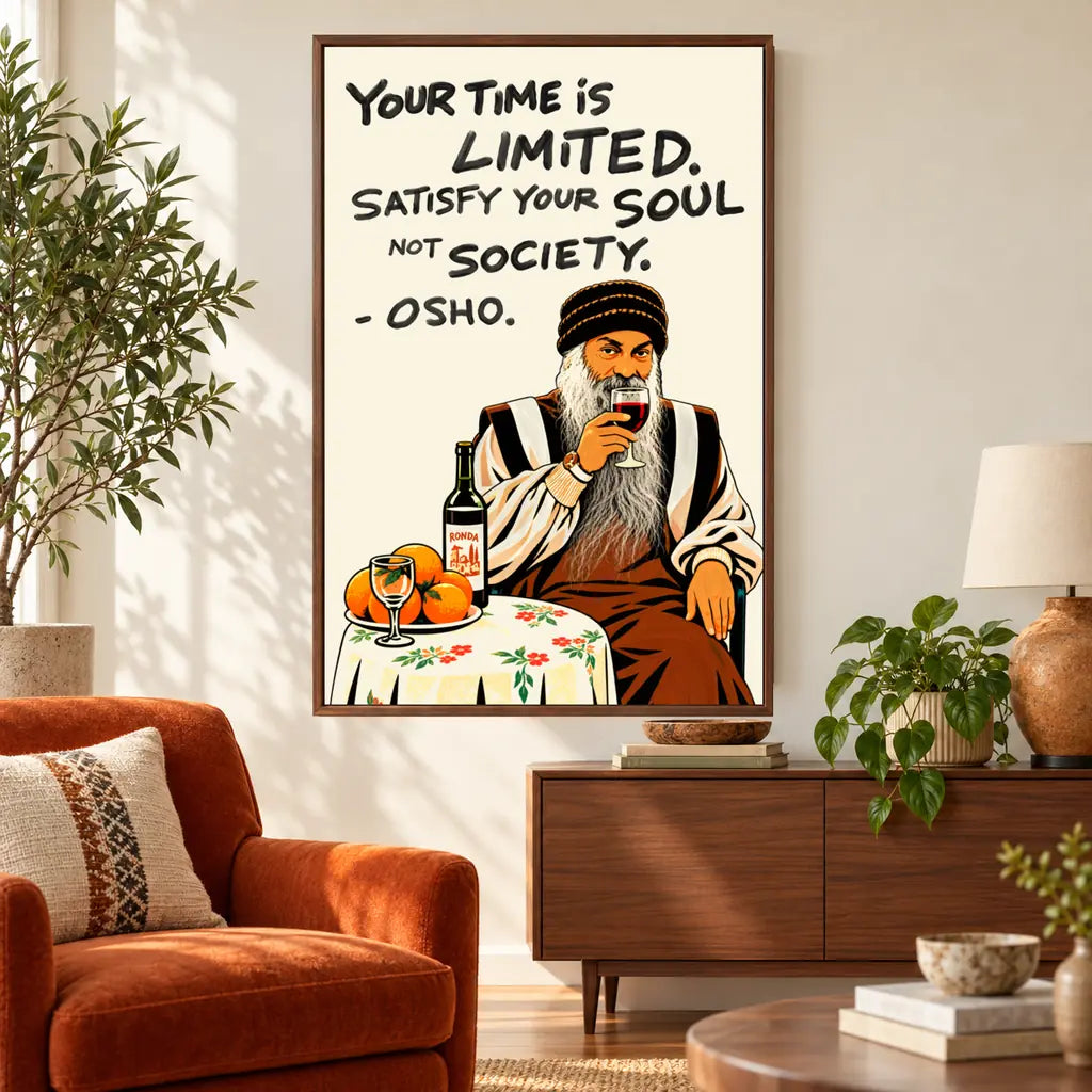 Osho - Satisfy Your Soul canvas wall art in an interior setting