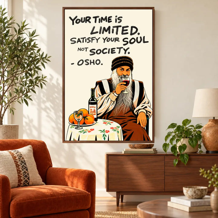 Osho - Satisfy Your Soul canvas wall art in an interior setting