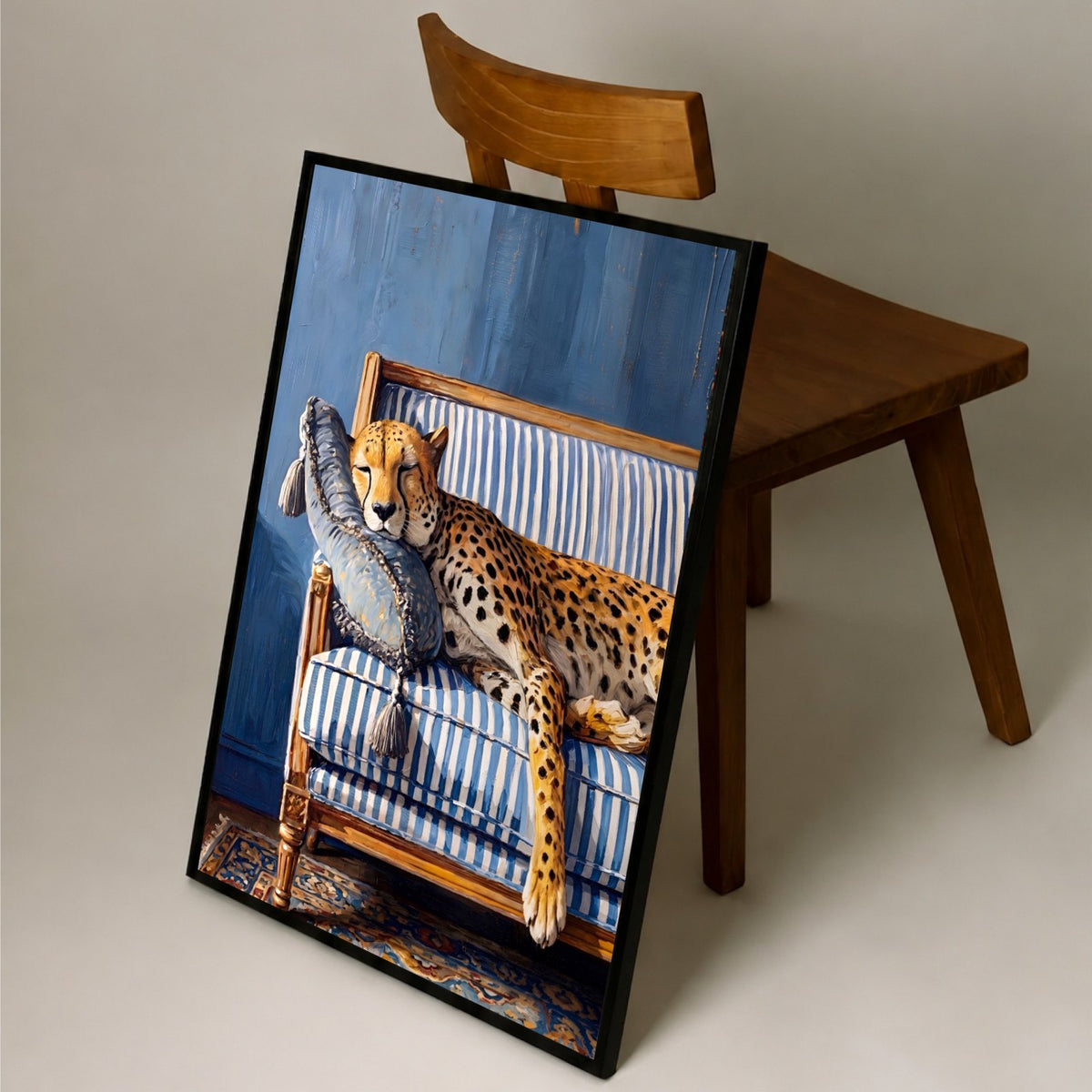 Prince at Rest leaning on a chair