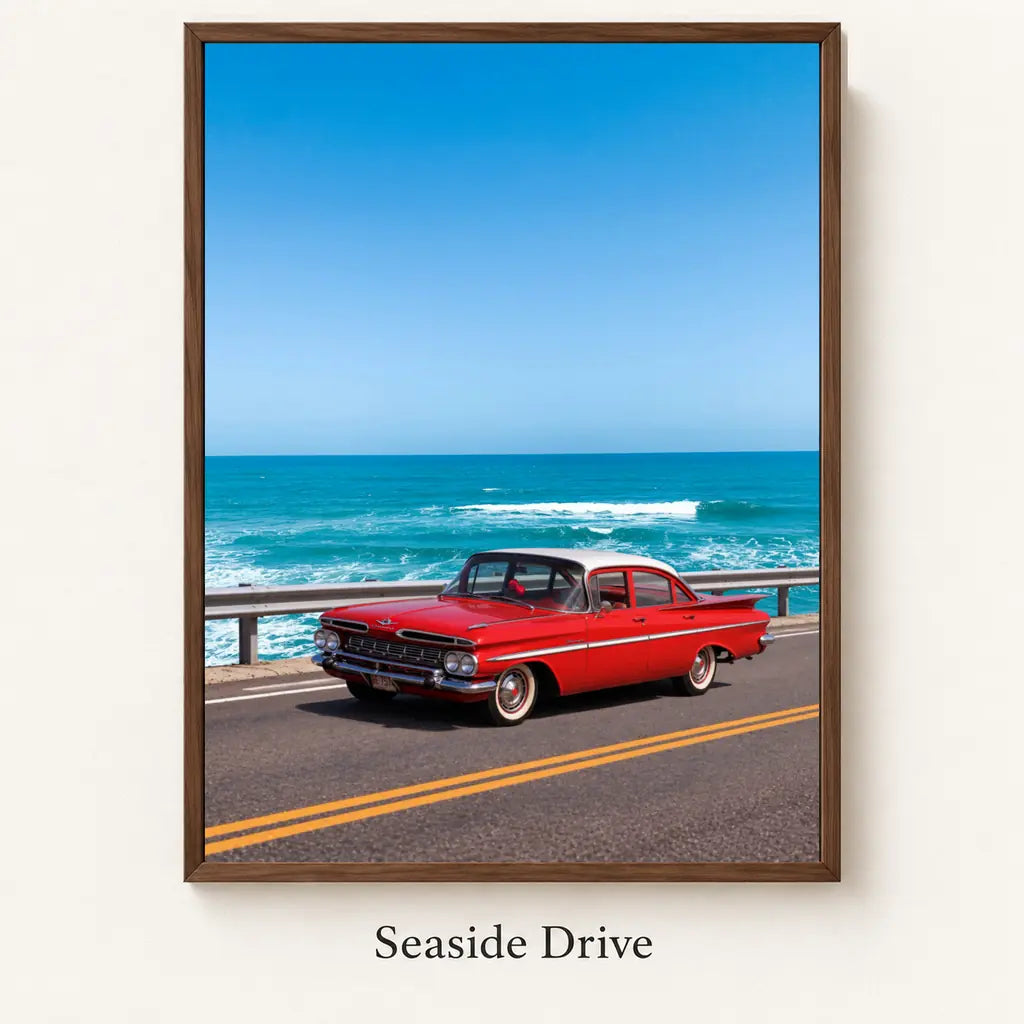 Seaside Drive framed canvas artwork
