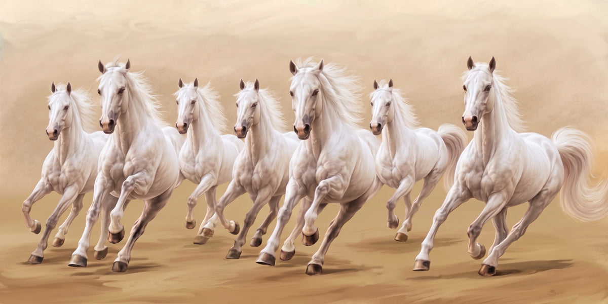 Seven Horses in Sand original artwork