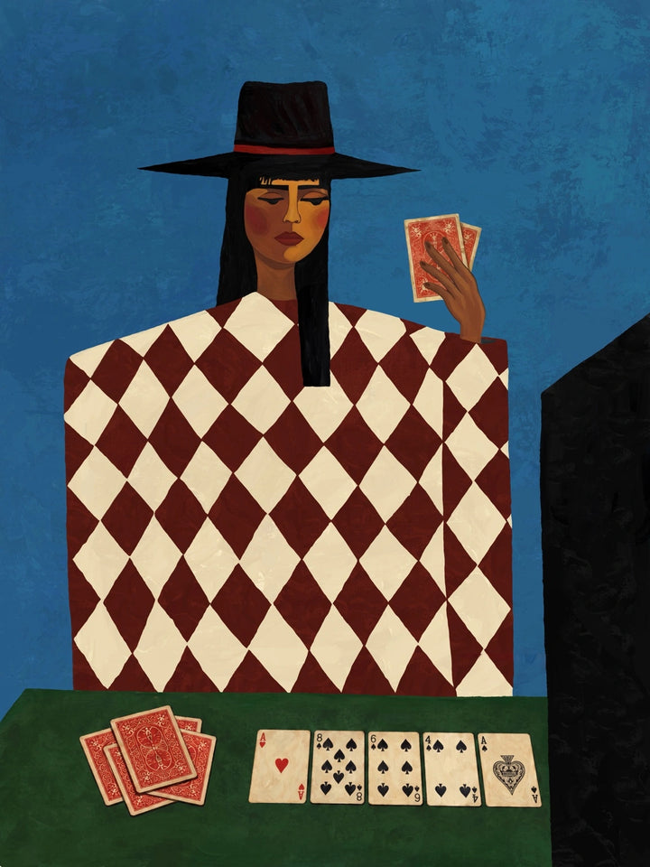 The Final Hand – Casino Royale, original artwork with a woman at a poker table