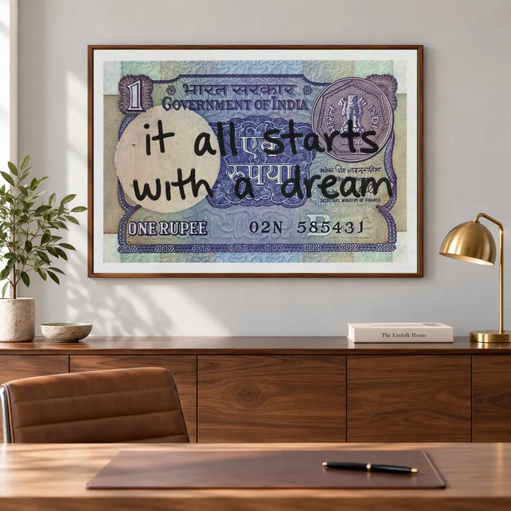 The First Rupee – framed canvas in an interior